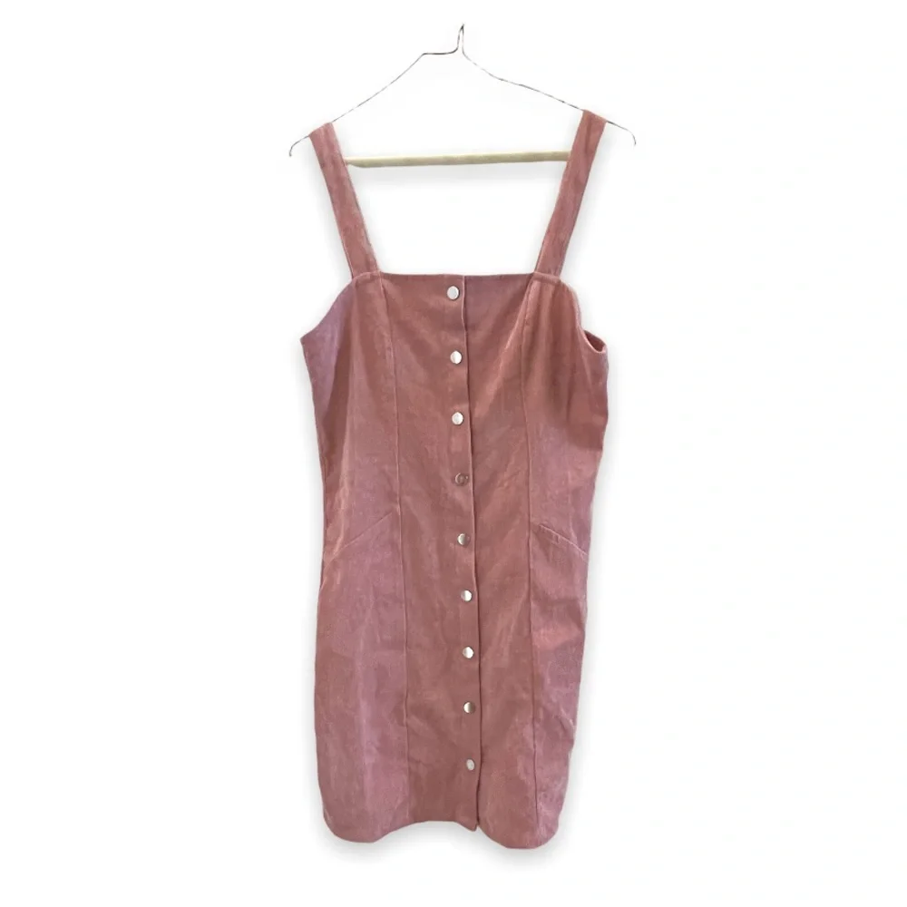 HESPERUS Blush Pink Corduroy Button Through Cord Pinafore Dress Medium - Picture 12 of 17